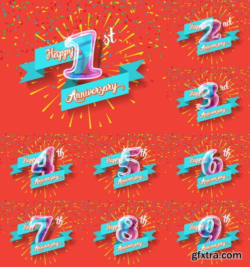 Vectors - Stylish Kids Anniversary Labels