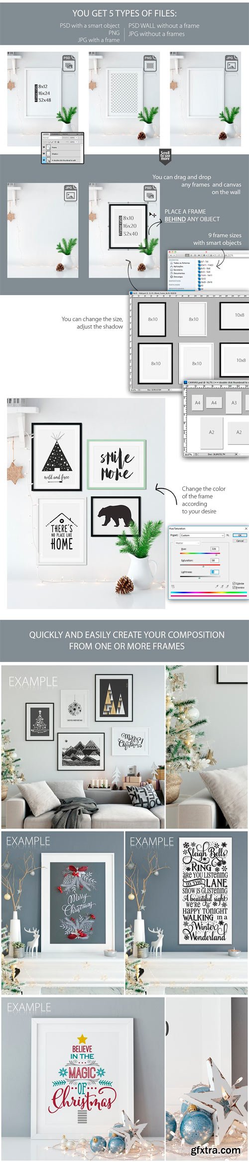 CM - Christmas Frame Mockup Bundle 1923302