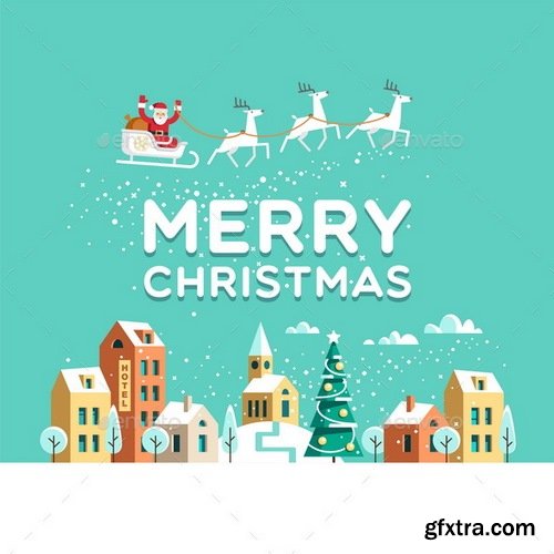 Graphicriver - Christmas Greeting Card Winter Town 19101621