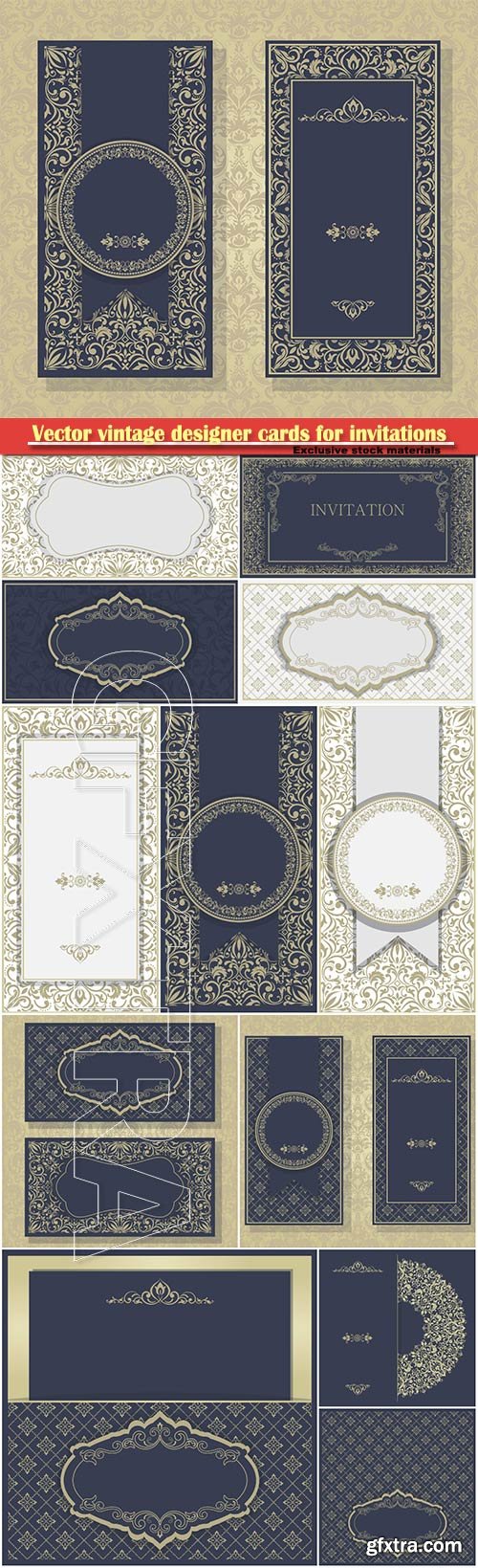 Vector vintage designer cards for invitations