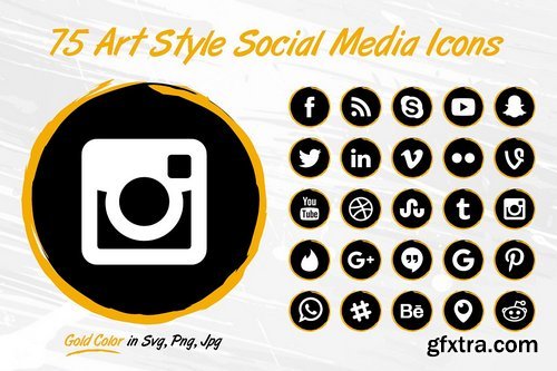 CM - 75 GOLD Art Style Social Media Icons 1808917