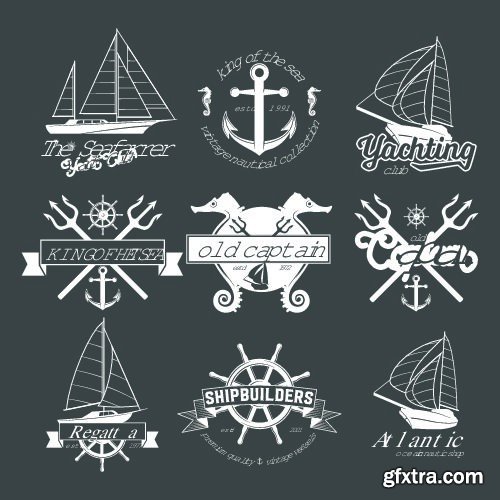 Vectors - Sailing Sea Labels 6