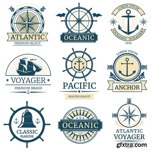 Vectors - Sailing Sea Labels 6