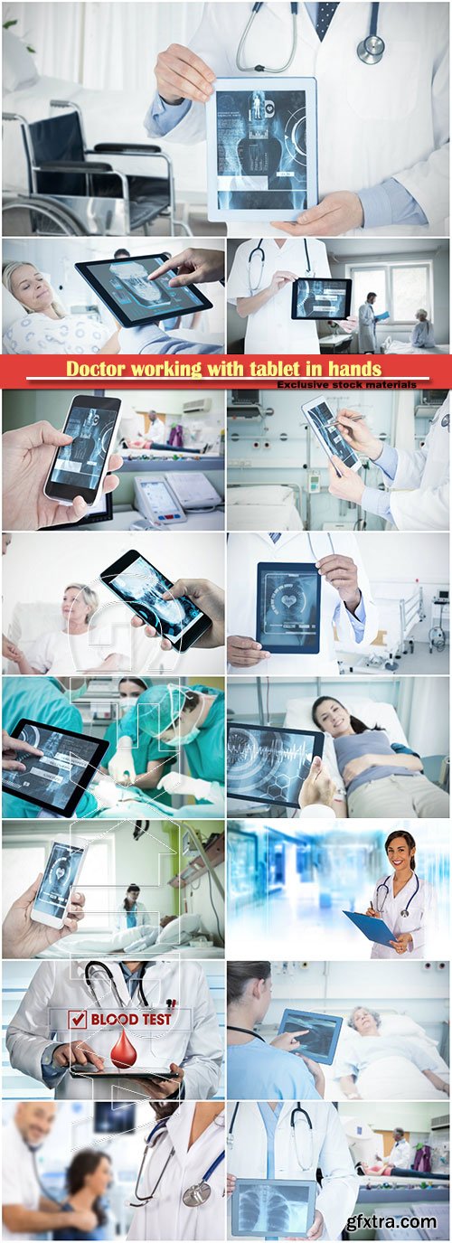 Doctor working with tablet in hands