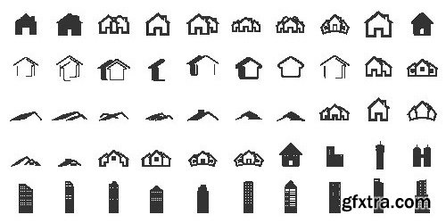 Vectors - Black Real Estate Icons 12