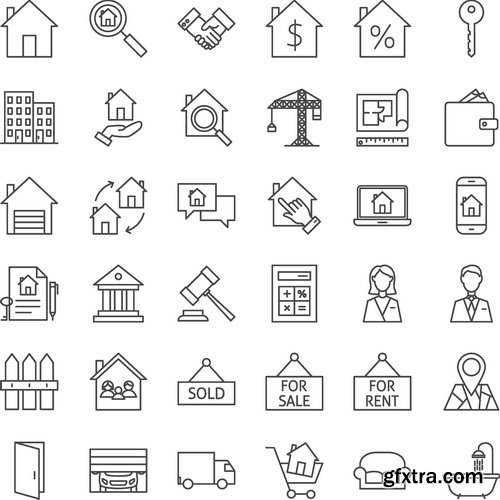 Vectors - Black Real Estate Icons 12