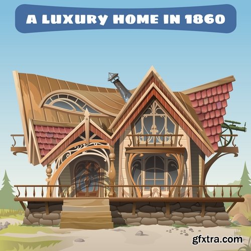 Wooden house on a tree hut vector image 25 EPS