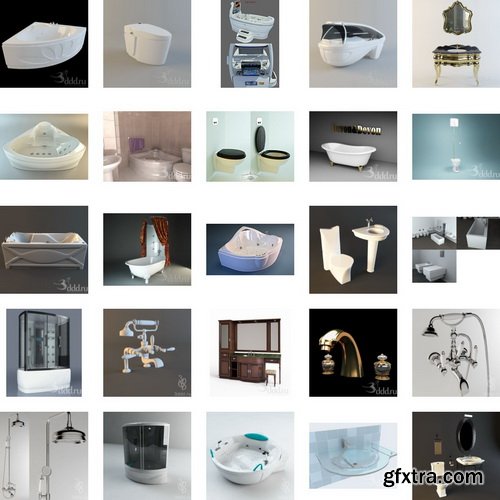 Profi models of bathrooms and decor with 3DDD (3Dmax, Vray)