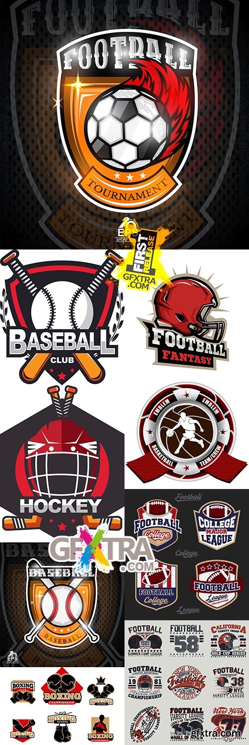 Basketball soccer hockey big collection sport logos