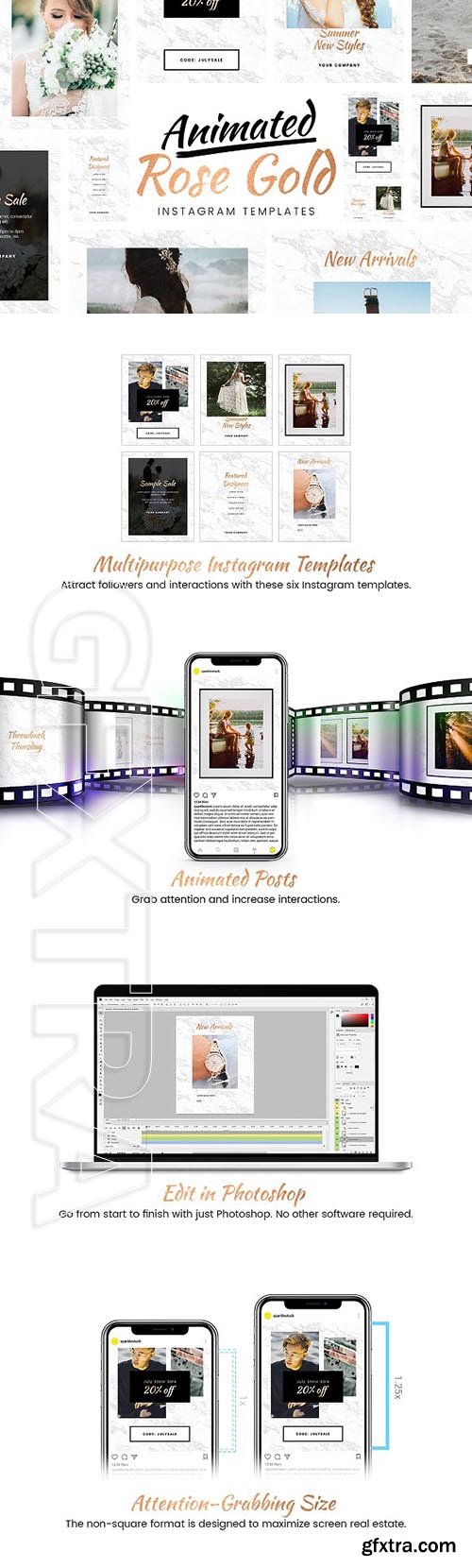 CreativeMarket - Animated Gold Instagram Templates 1982947