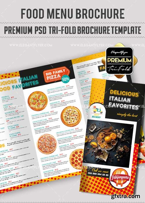 Food Menu V17 Premium Tri-Fold PSD Brochure Template