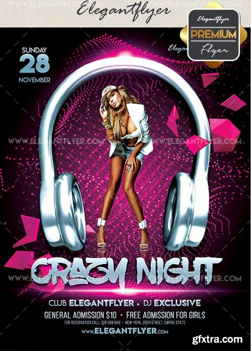 Crazy Night V12 2017 Flyer PSD Template + Facebook Cover