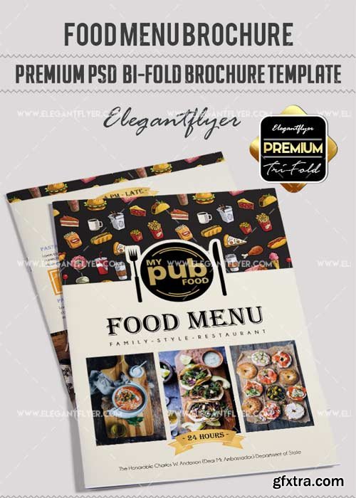 Food Menu V18 Premium Bi-Fold PSD Brochure Template[