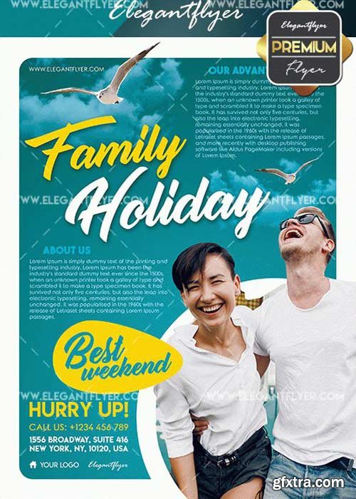 Family Holiday V5 Flyer PSD Template + Facebook Cover