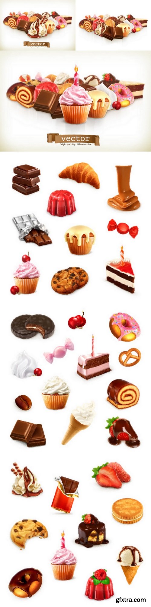 Confectionery, vector set