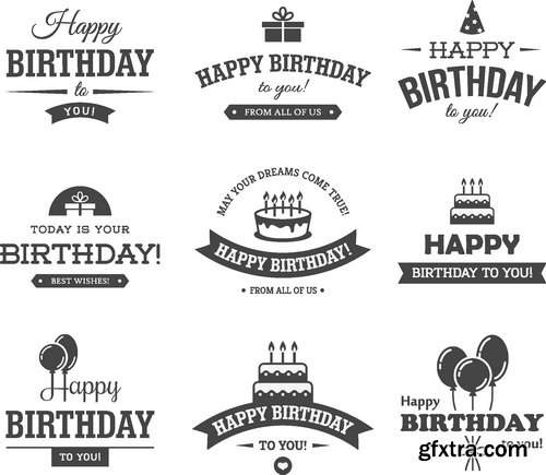 Vectors - Birthday Retro Labels 2