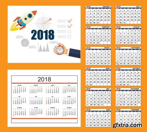 Vectors - 2018 Desk Calendars Set