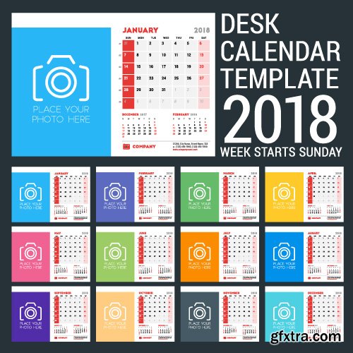 Vectors - 2018 Desk Calendars Set