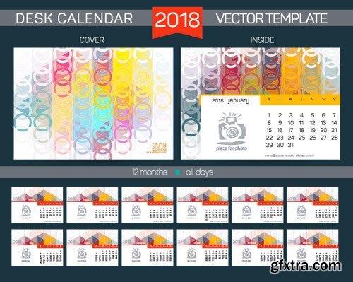 Vectors - 2018 Desk Calendars Set