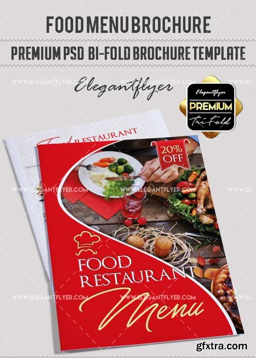 Food Menu V19 Premium Bi-Fold PSD Brochure Template