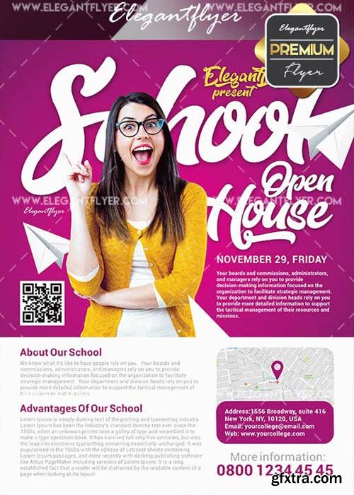 School Open House V2 Flyer PSD Template + Facebook Cover