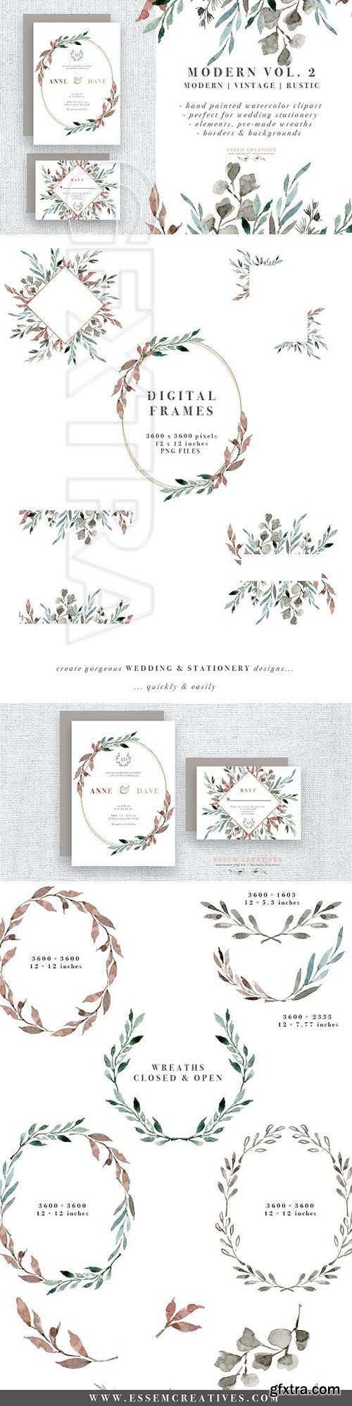 CreativeMarket - Watercolor Leaves Clipart Graphics 1983433