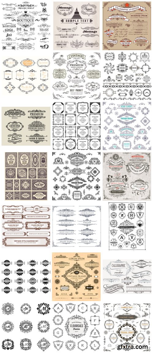 Vectors - Ornamental Vintage Labels - ALL 53 SETS 181xEPS