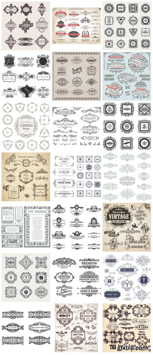 Vectors - Ornamental Vintage Labels - ALL 53 SETS 181xEPS