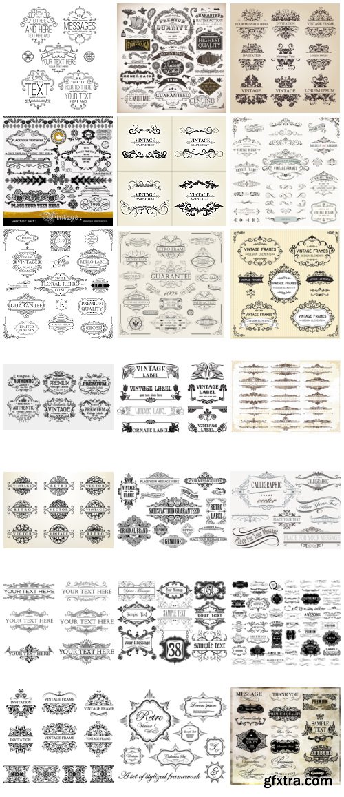 Vectors - Ornamental Vintage Labels - ALL 53 SETS 181xEPS