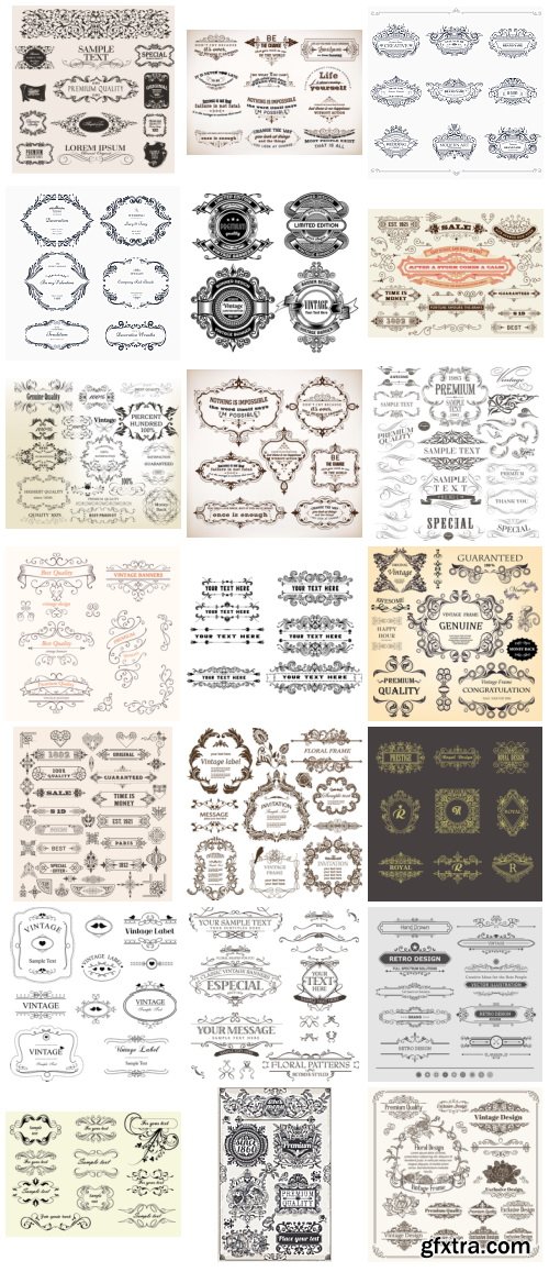 Vectors - Ornamental Vintage Labels - ALL 53 SETS 181xEPS