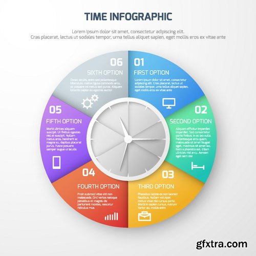 Vectors - Infographics with Clocks 7