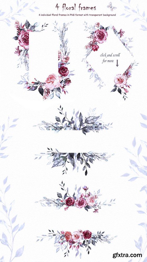 CM - Watercolor Flower Clip Art -Burgundy 1909162