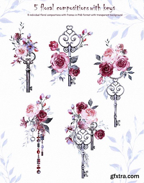 CM - Watercolor Flower Clip Art -Burgundy 1909162