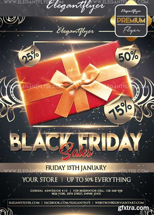 Black friday sales V19 Flyer PSD Template + Facebook Cover