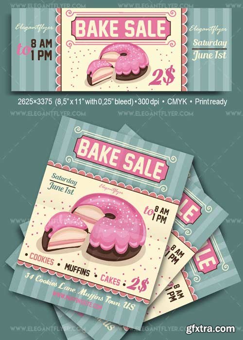 Bake Sale V11 Flyer PSD Template + Facebook Cover