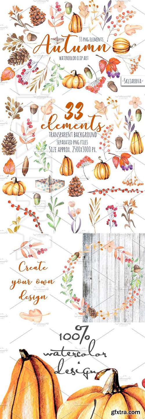 CreativeMarket - Autumn Floral 33 elements 1985087