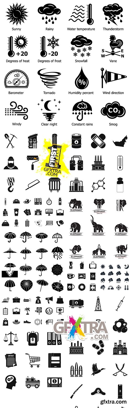 Black pictogram icon set modern illustration