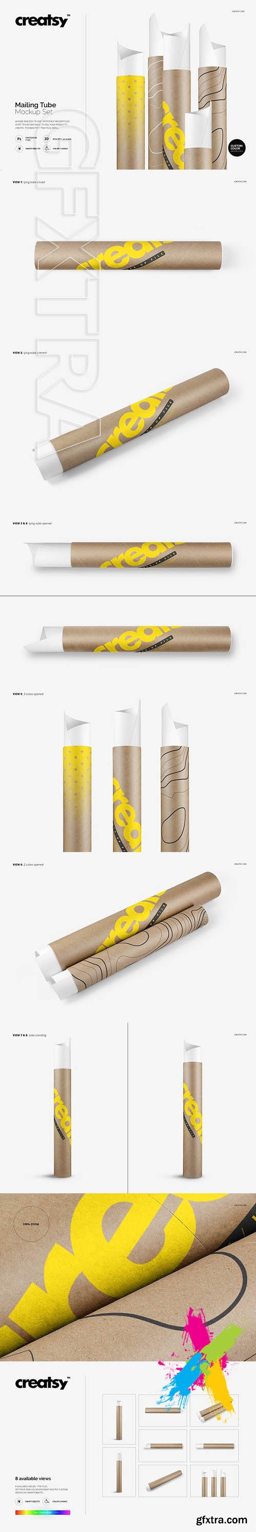 CreativeMarket - Mailing Tube Mockup Set 1985638