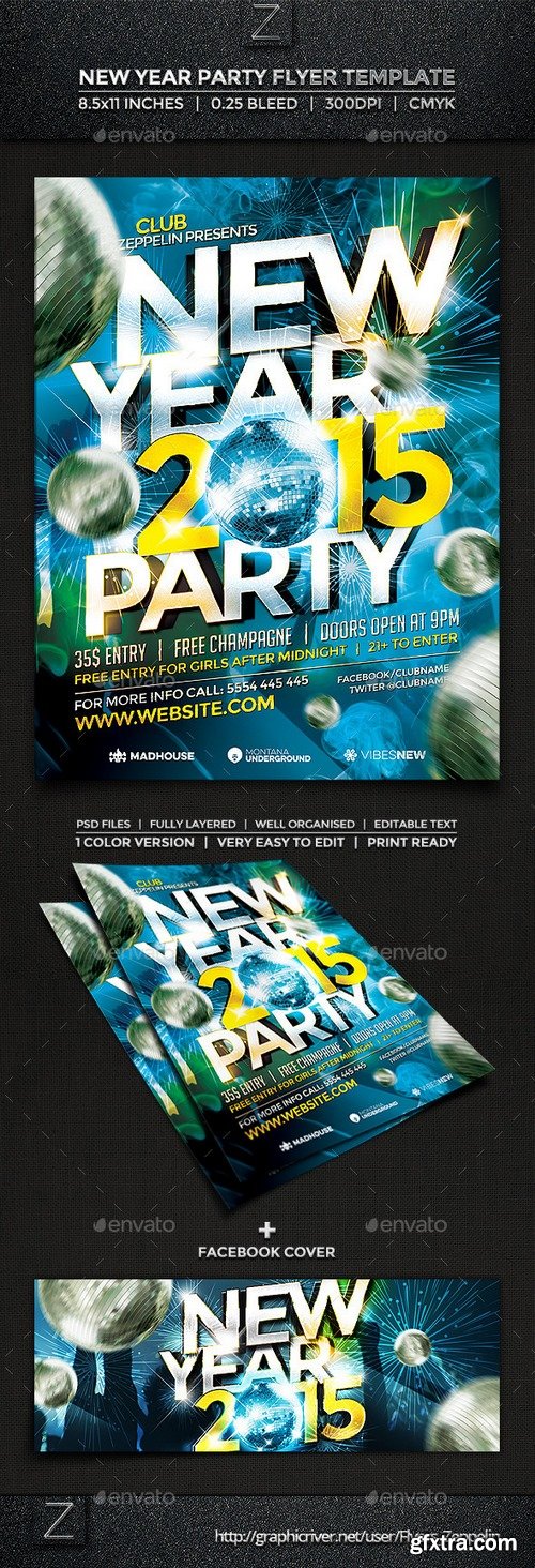 Graphicriver - New Year Party Flyer Template 9728219