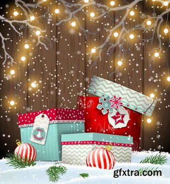 Wooden Christmas Backgrounds [ALL 10 SETS IN 1] 40xEPS