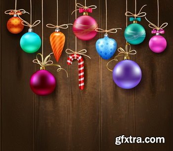 Wooden Christmas Backgrounds [ALL 10 SETS IN 1] 40xEPS