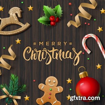 Wooden Christmas Backgrounds [ALL 10 SETS IN 1] 40xEPS