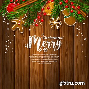 Wooden Christmas Backgrounds [ALL 10 SETS IN 1] 40xEPS