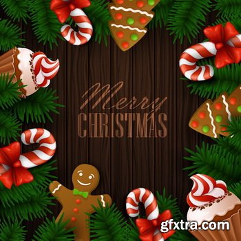 Wooden Christmas Backgrounds [ALL 10 SETS IN 1] 40xEPS