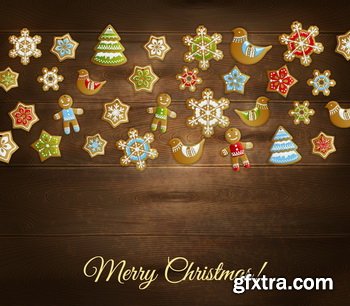 Wooden Christmas Backgrounds [ALL 10 SETS IN 1] 40xEPS