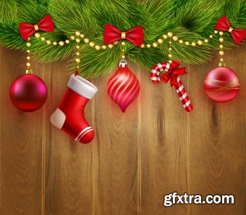 Wooden Christmas Backgrounds [ALL 10 SETS IN 1] 40xEPS