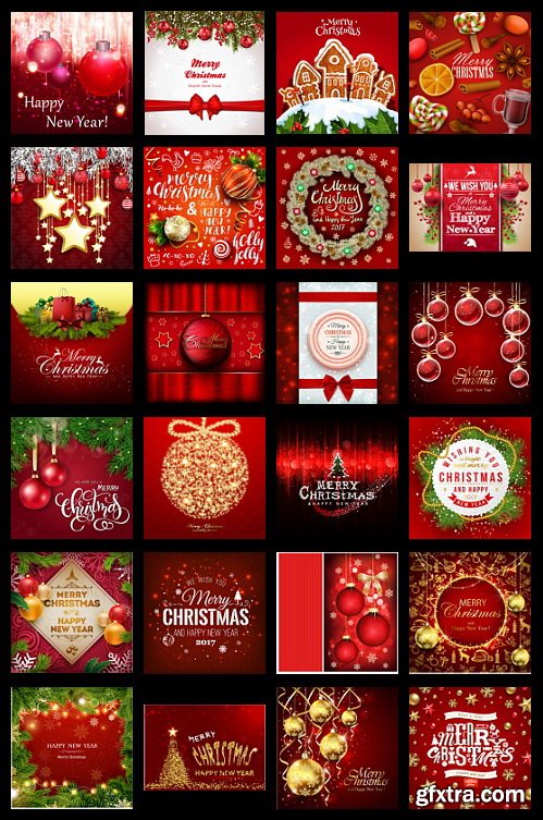 Red Christmas Backgrounds [ALL 16 SETS IN 1] 64xEPS