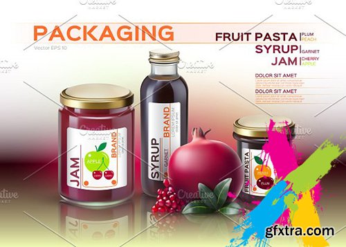 CreativeMarket - Vector fruits jam bottle mockup 1984474