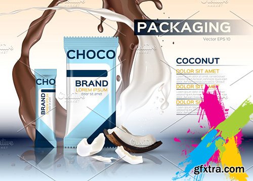 CreativeMarket - Vector coconut chocolate mockup 1984538