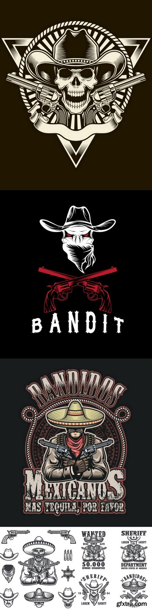 Sheriff and bandit emblems